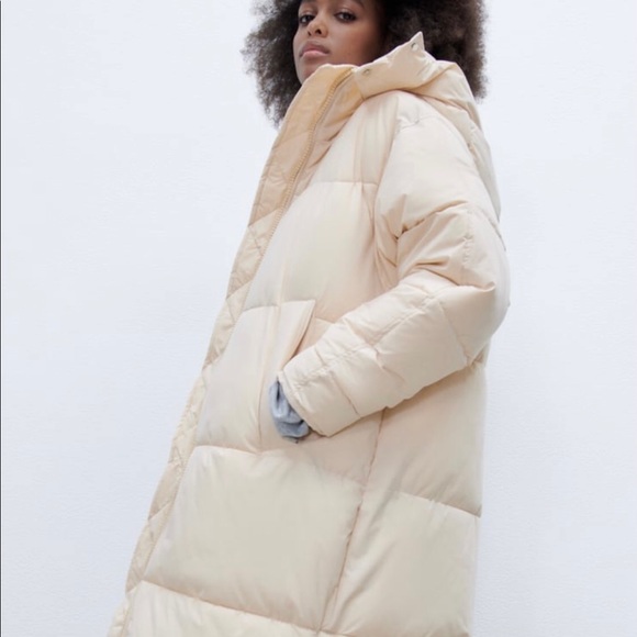 ZARA Women's Water Repellent Puffer Coat(Ecru, US M, L /EUR M, L) - Picture 2 of 15